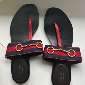 Gucci Blue Red Web Horsebit Querelle
Thong Sandals